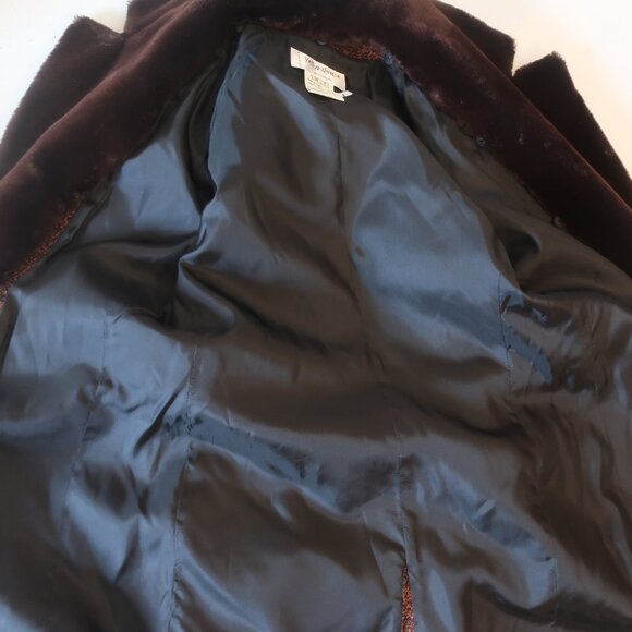 Yves Saint Laurent Black Brown Tweed Boucle Wool Blend Faux Fur Jacket Coat 6 - Picture 14 of 16